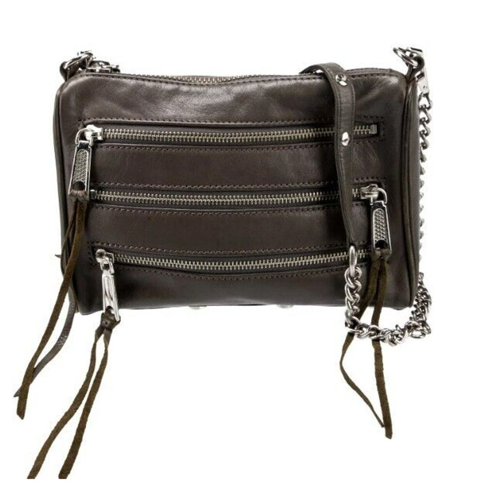 Rebecca Minkoff Gray Crossbody Leather Mini 5 Zip Convertible Bag Handbag